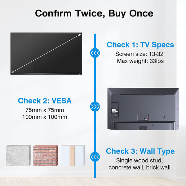 Full Motion TV Wall Mount For 13" To 32" TVs